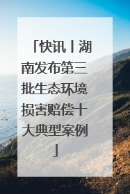 快讯丨湖南发布第三批生态环境损害赔偿十大典型案例